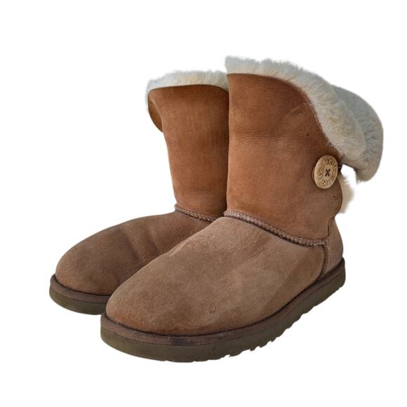 UGG Australia Bailey Button II Shearling Boots Size 9 Chestnut Brown - Picture 8 of 16